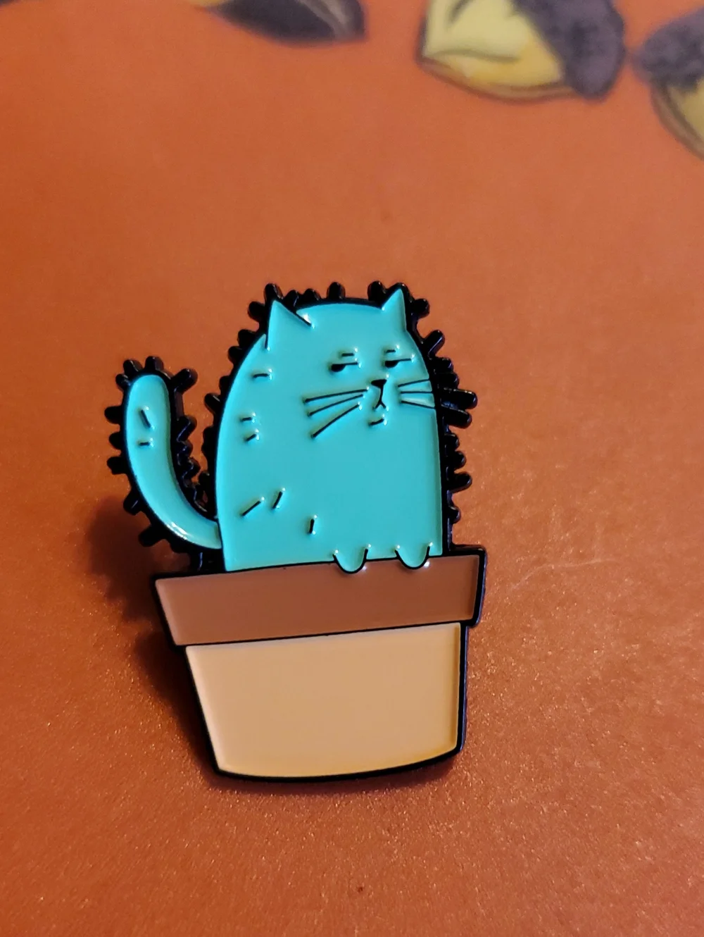 Indifferent Cactus Kitty Cat in Flower Pot Enamel Pin - Cute Cat Lapel Pin